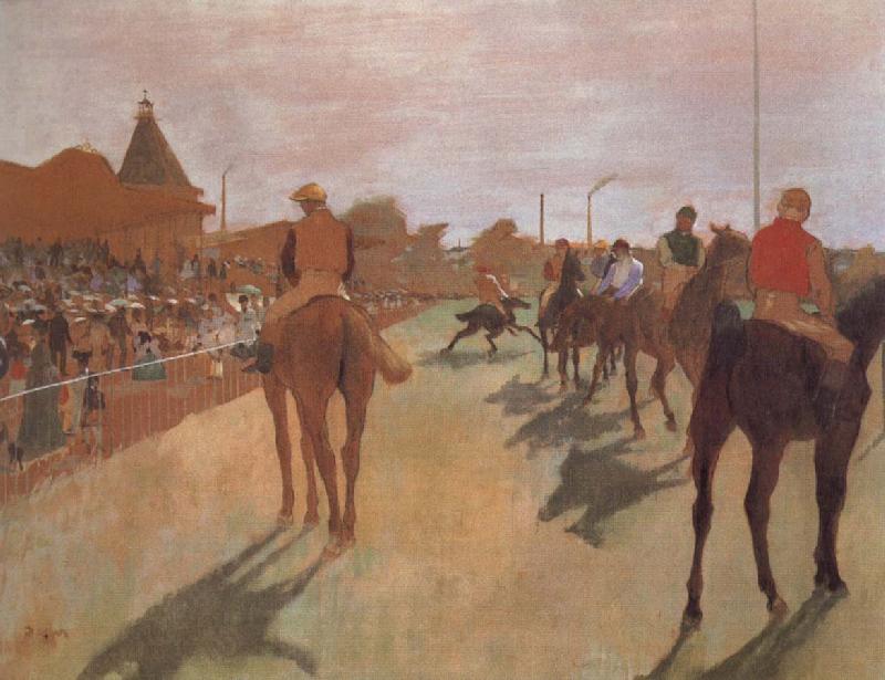 Edgar Degas Race Horses in Front of the Stand